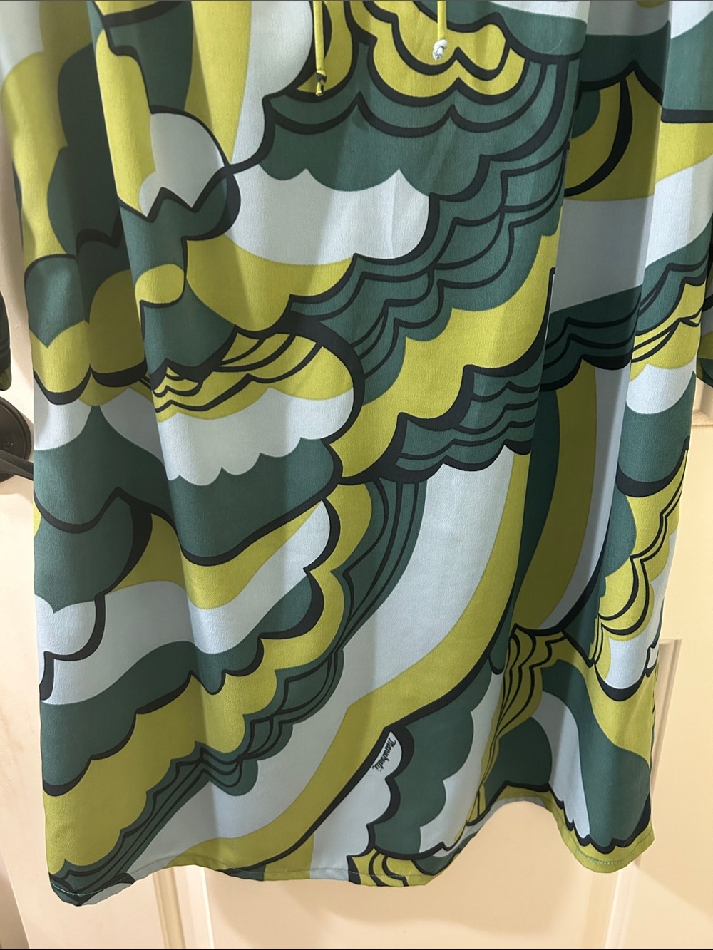 Manuheali'i Hawaiian Dress Womens Sz L Green Blue Wave-Print Alohawear - Picture 5 of 7